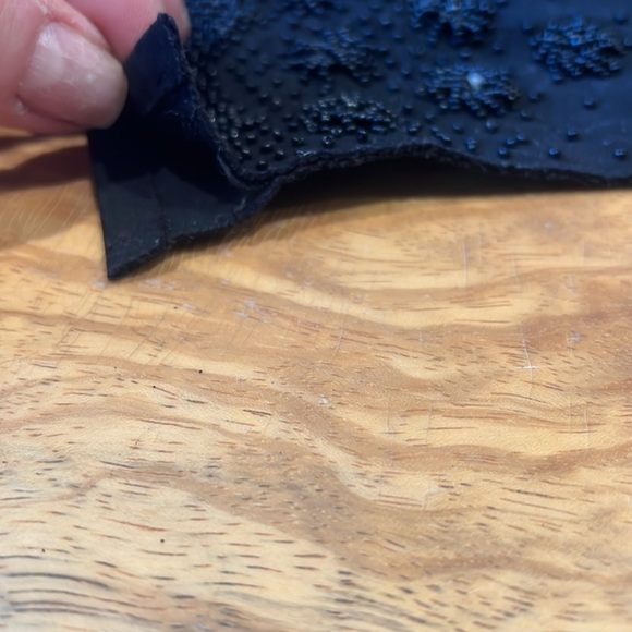 Black Fabric Beaded 9” Size Small Vintage Gloves - Picture 5 of 7